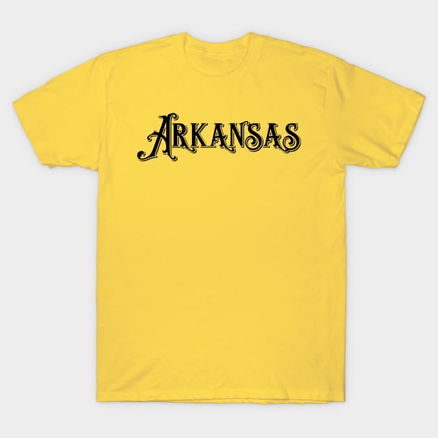Arkansas Vintage Type State T-Shirt by letnothingstopyou